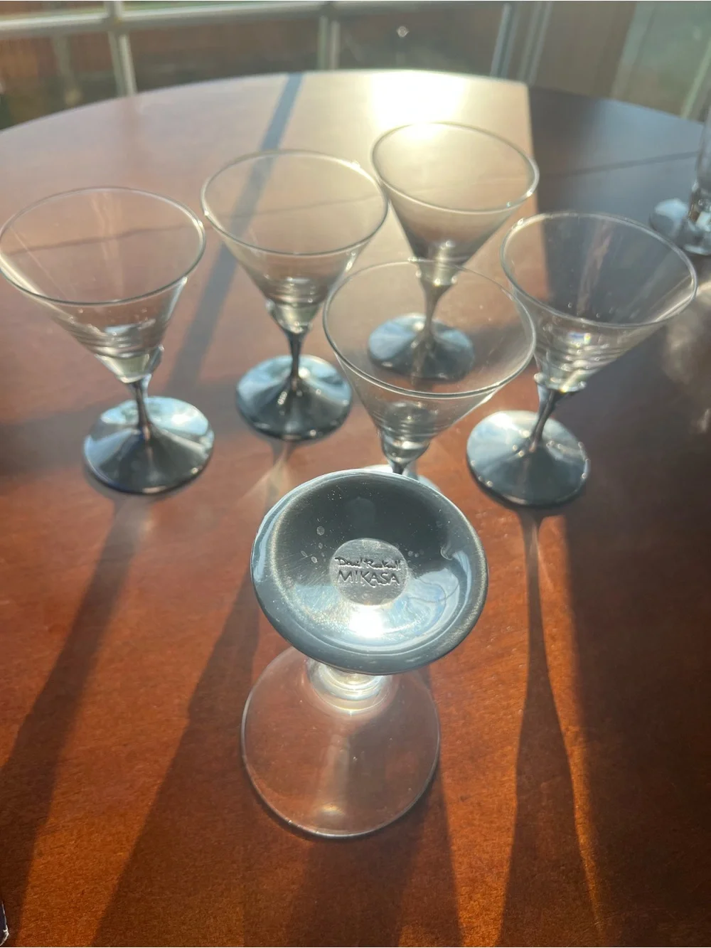 Mikasa Glass Martini Coupes w/ Silver-Tone Stems Set of 6 Axis by David Rockwell